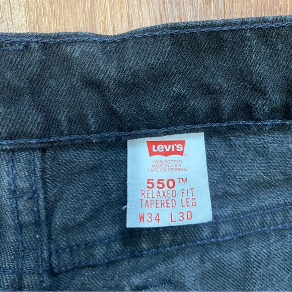 Levi's 550 Relaxed Fit Tapered Faded Black Jeans Mens 34x30 USA Made Vintage 90s - Picture 11 of 14